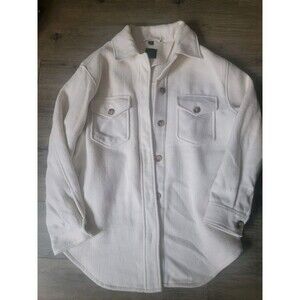 RDI Textured Knit Shirt Jacket Shacket Cream Size S Small